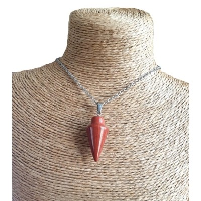 Collier Pendule en Jaspe rouge