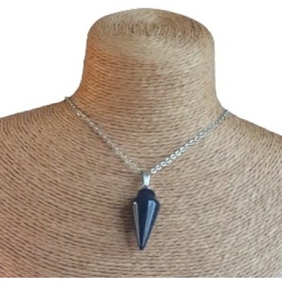 Collier Pendule en Pierre de Sable bleu