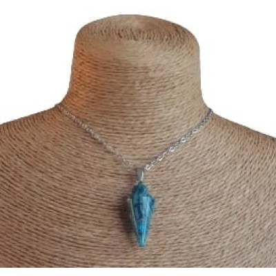 Collier Pendule en Jaspe Impérial bleu