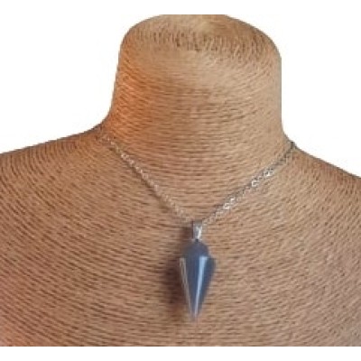 Collier Pendule en Agate grise