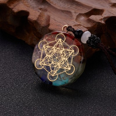 Collier Orgonite Chakras Cube de Métatron