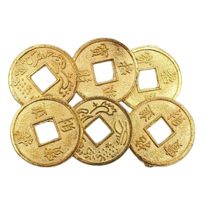 6 Pièces de Monnaie Or Plaqué 15mm