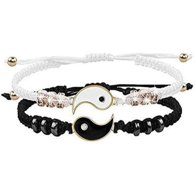 Bracelets Couple Yin Yang noir et blanc doré