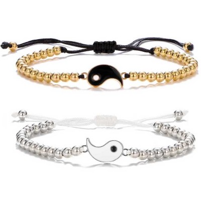 Bracelets Couple Yin Yang bicolores