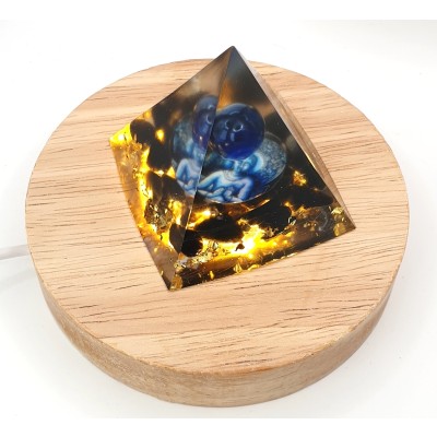 Orgonite Pyramide Bouddha Obsidienne