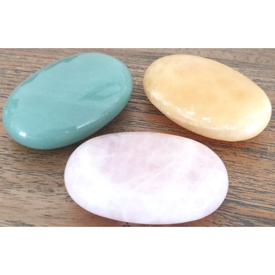 3 Gros Galets Aventurine, Quartz rose, Jade jaune