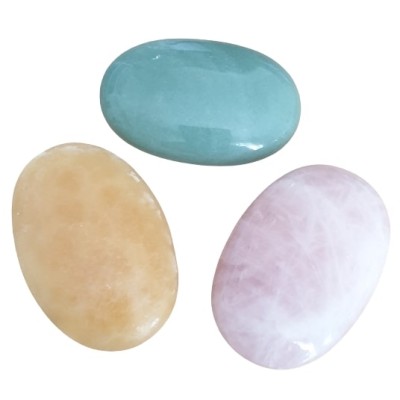 3 Gros Galets Aventurine, Quartz rose, Jade jaune