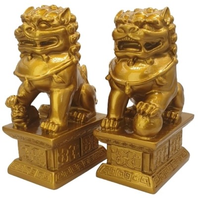 Grandes Statues Fu Dogs dorés