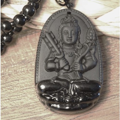 Suspension Guan Yin de la Compassion en Obsidienne