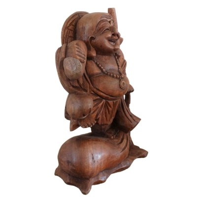 Statue Bouddha de la Joie en Suar 30cm