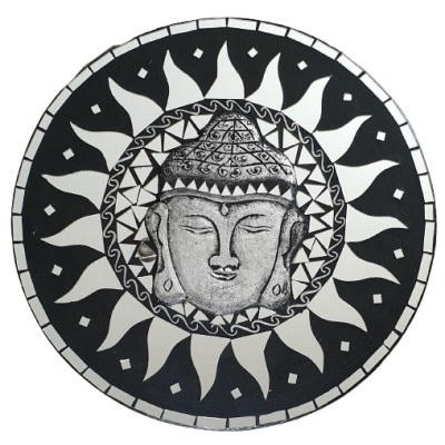 Miroir Mosaïque Bouddha argenté 40cm