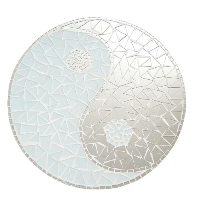 Miroir Yin Yang MosaÏque blanc 40cm