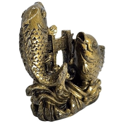 Statue Poissons Carpes passant la Porte du Dragon bronze