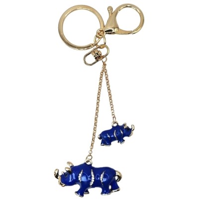 Porte Clés Famille Rhinocéros bleus