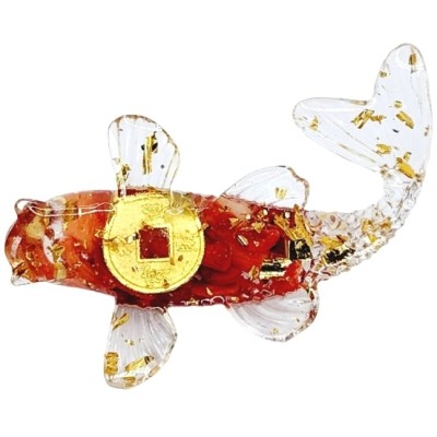 Figurine Poisson Carpe en Jaspe rouge