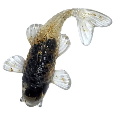 Figurine Poisson Carpe en Obsidienne noire