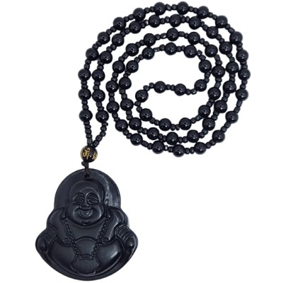 Suspension Bouddha Rieur Obsidienne noire