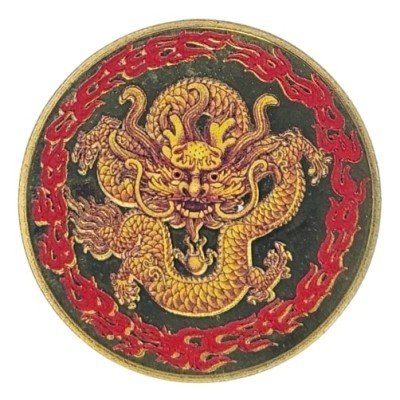 Amulette dorée Dragon Feu Protecteur