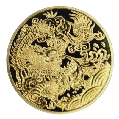 Amulette dorée Dragon de Feu