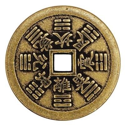 Pièce Amulette dorée des 8 Trigrammes