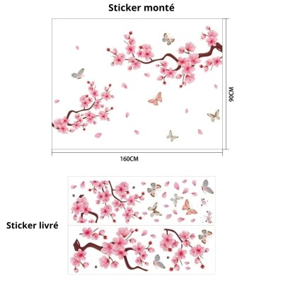 Sticker Cerisier aux Papillons Virevoltants