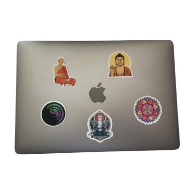 Les 4 Stickers Bouddha Yin Yang + 1 Sticker Mandala offert