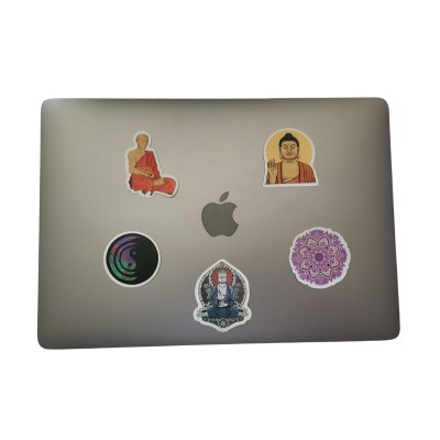 Les 4 Stickers Bouddha Yin Yang + 1 Sticker Mandala offert