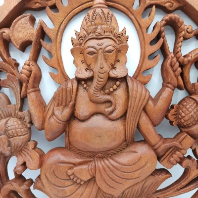 Panneau Décoratif Sculpté Ganesh 40cm