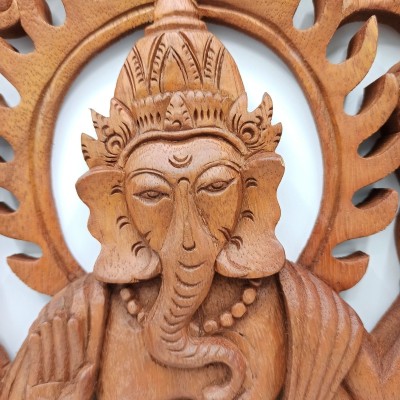 Panneau Décoratif Sculpté Ganesh 40cm