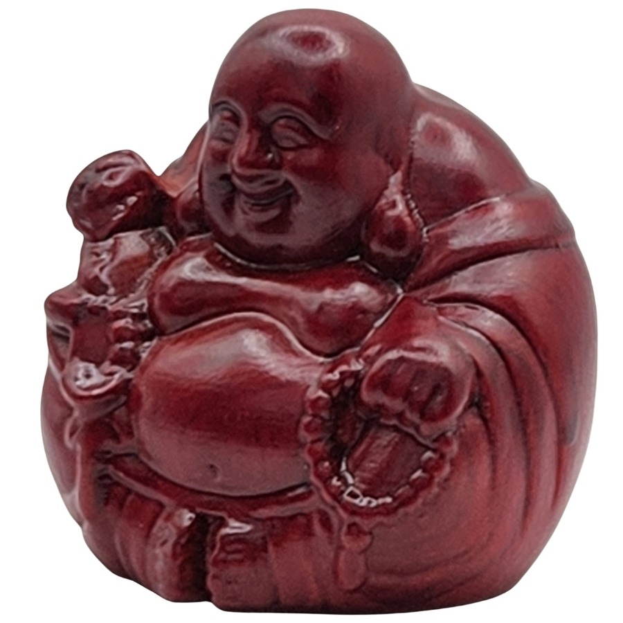 statuette bouddha rouge serein feng shui vue de trois quarts