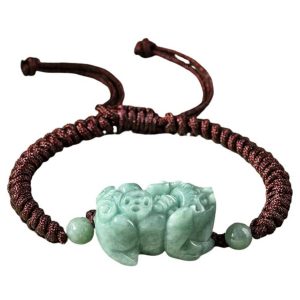 bracelet marron pi yao en jade vert feng shui