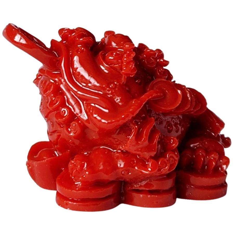 Statue Crapaud de la Fortune rouge Feng Shui
