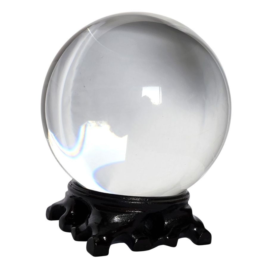 boule de cristal Feng Shui 120mm vue de côté, outil de purification du Chi et décoration zen