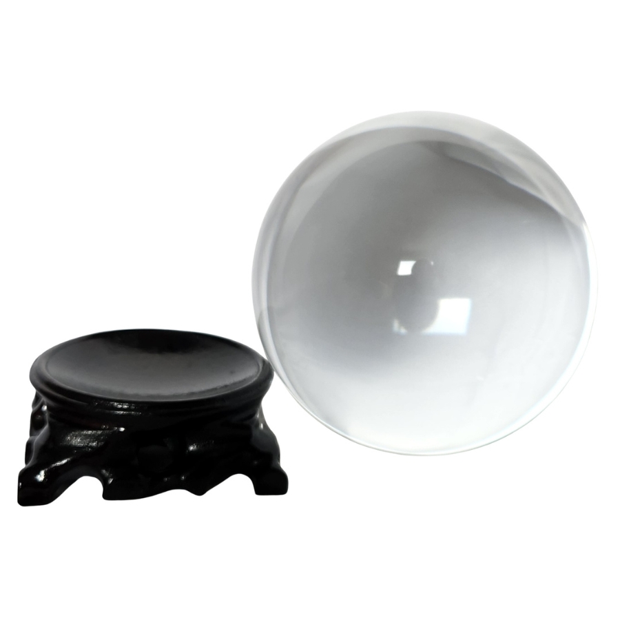 boule de cristal 120mm Feng Shui avec support en bois séparé, harmonisateur d’énergie