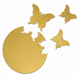 Grand Sticker Miroirs Envolée de Papillons doré Feng Shui