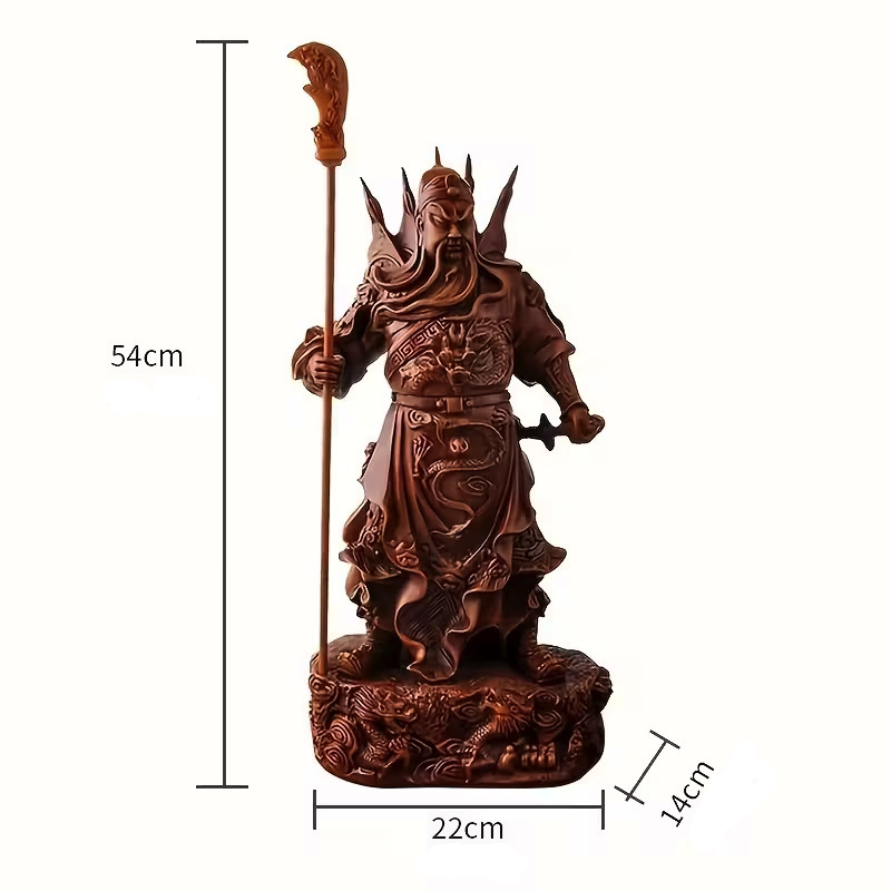 grande statue Feng Shui du Dieu Guan Gong dimensions, représentation de bravoure et loyauté