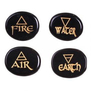 Pierres Reiki 4 Eléments en Onyx Noire