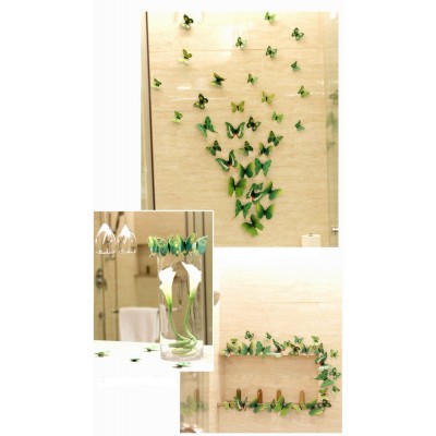 Stickers 12 Papillons Verts 3D – Image 2