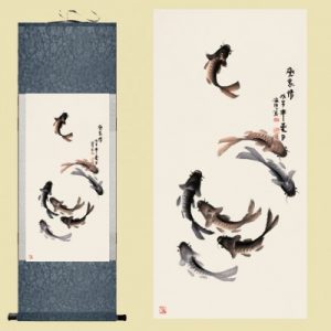Kakemono Poissons Carpes Koi