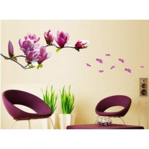 Sticker Fleurs de Magnolia rose