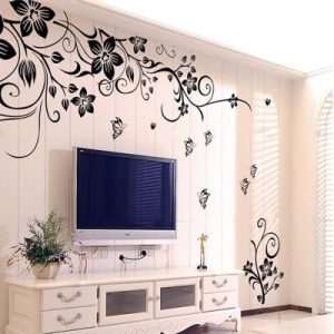 Sticker Fleurs de Vigne et Papillons