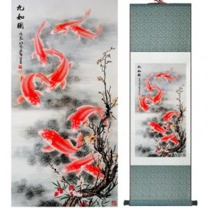 Kakemono Poissons Carpes orange