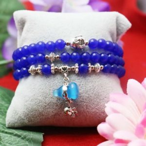 Bracelet Wu Lou et Bouddha en Calcédoine