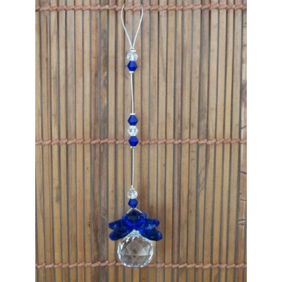 Suspension Cristal Solaire 20mm Cascade bleu foncé