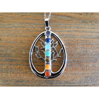 Collier Pendentif Arbre de Vie des 7 Chakras