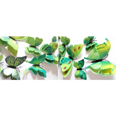 Stickers 12 Doubles Papillons Verts 3D – Image 2