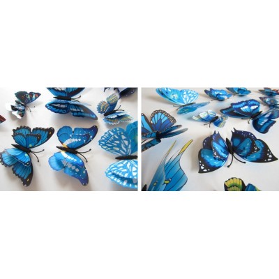 Stickers 12 Doubles Papillons bleus 3D – Image 2