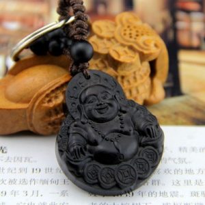 Porte Clés Bouddha Riant en Ebène