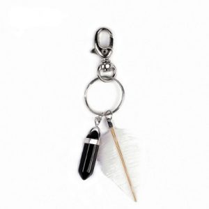 Porte Clés Prisme Chakra en Agate noire