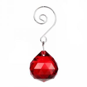 Suspension Cristal à Facettes rouge 30mm